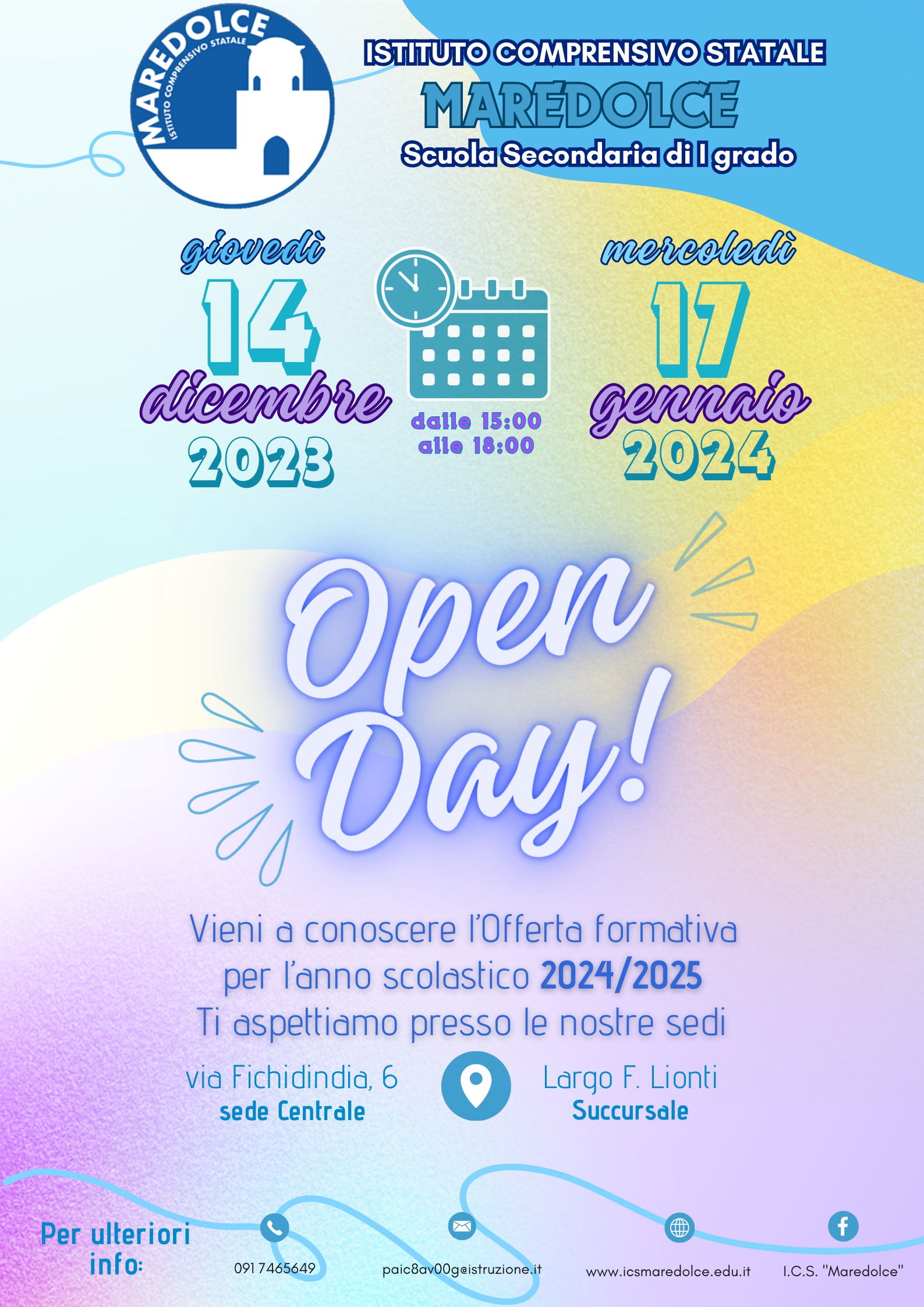 Locandina Openday secondaria 2023